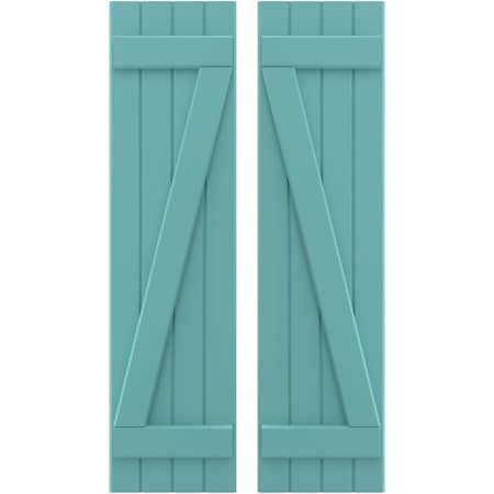 Americraft 4-Board (2 Batten) Wood Joined Board-n-Batten Shutters W/ Z-Bar, ARW102BB414X40PTH